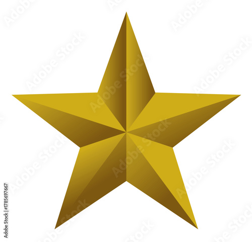 Etoile dorée en relief sur fond transparent