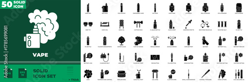 Vape Solid Editable Icons set