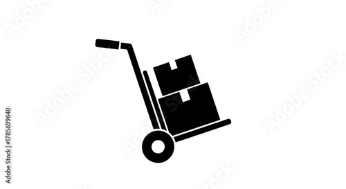 Hand Truck with Boxes Silhouette Icon