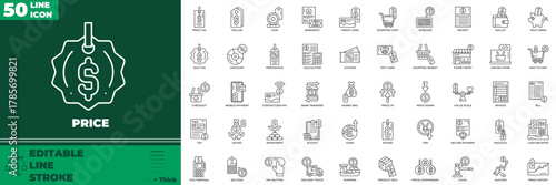 Price Line Editable Icons set.