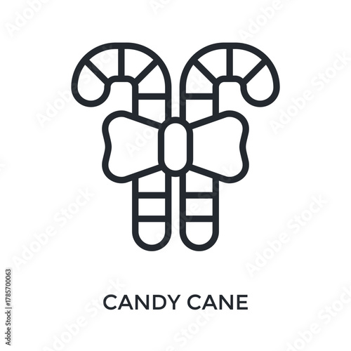 Candy Cane Icon Outline Style. Vector Illustration For Graphic Design