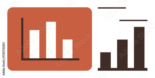Side-by-side bar charts representing statistical growth in white and black tones. Ideal for analytics, performance tracking, data insights, financial planning, presentations, education, simple flat
