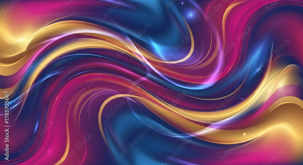 Obraz premium Abstract Liquid Swirl Vector Background with Iridescent Colors, Translucent Layers and Magical Energy