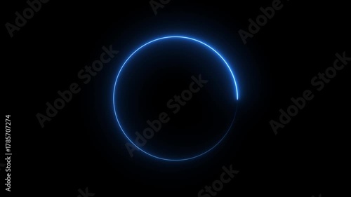 Colorful glowing circle frame loading on black background. circle loading icon. technology digital circle. A dynamic circular 4k video footage.