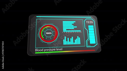 bar graphs and cuff indicators provide emergency analytics assessment, clinical device displaying systolic and diastolic ratios with visual gauges and emergency preparedness features