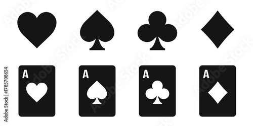 Playing card symbols. Poker card icon