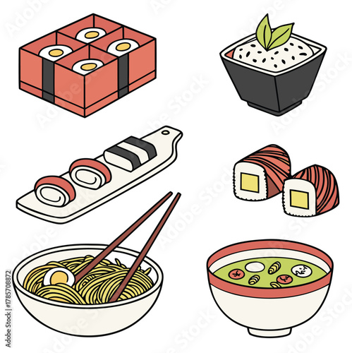 box pf ramen bento breakfast restaurant vector