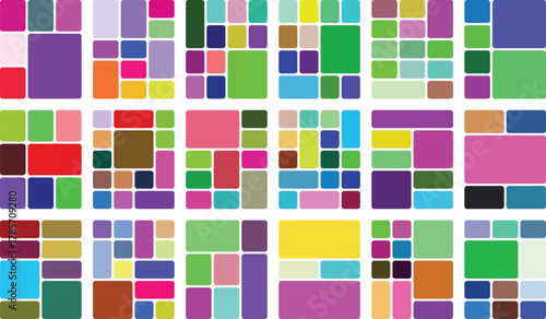 Colorful geometric shapes in an abstract grid pattern design element modern