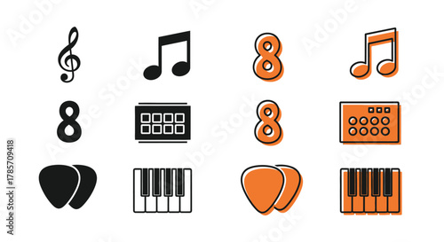 Musical icons and symbols collection for creative projects