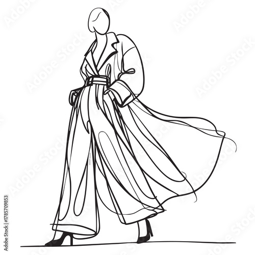 Fashion illustration. Girl in pants. Sketch