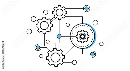 Modern gears connect, illustrating business process and system integration