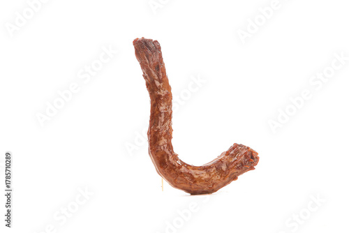 Crispy Roasted Duck Neck Traditional Delicacy Secret Recipe Flavor on White Background