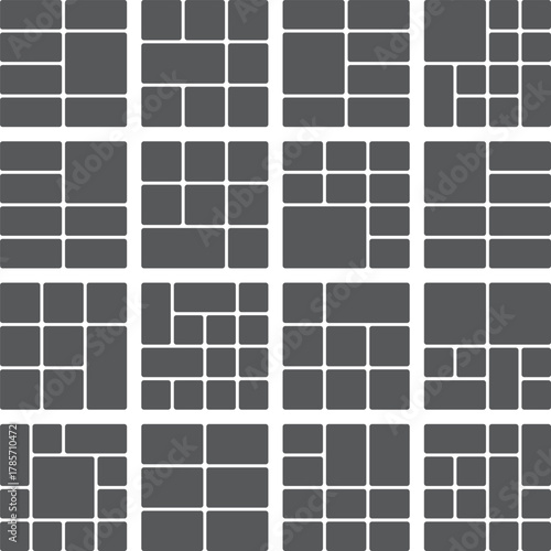 Photo collage grid layout templates set for pictures and memories album.