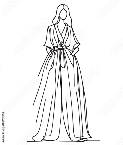 Fashion models. Sketch. Woman in dress