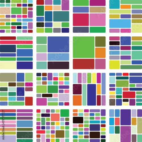 Vibrant abstract geometric pattern with diverse colored rectangular shapes