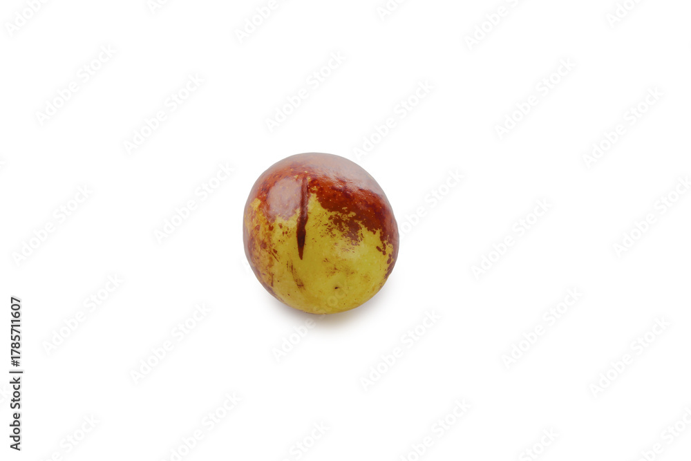Fototapeta premium Fresh Zhanhua Jujube Date from Dali - Red Sweet Crisp Winter Fruit on White Background