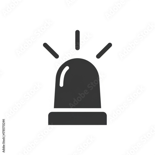 Emergency siren light silhouette isolated on white background