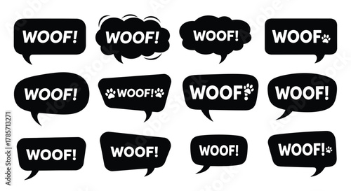 Dog's bark speech bubbles with paw prints