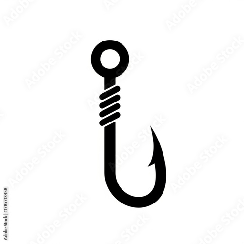 Fishing hook silhouette isolated on white background