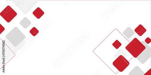 White background with abstract red grey square decoration. Vector illustration for modern presentation background, brochure design, business card background, website slider, landing page.Eps 10