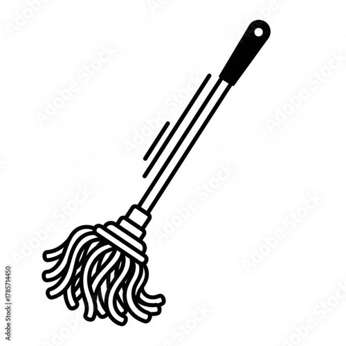 Black mop silhouette isolated on white background
