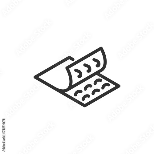 Velcro fastener strip, linear icon. Hook and loop sealing material. Line with editable stroke.