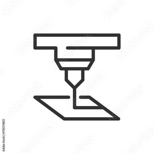 Laser cutting machine, linear icon. Metal processing and industrial technology. Line with editable stroke.