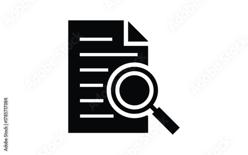 Document analysis: Magnifying glass revealing the information on a paper.
