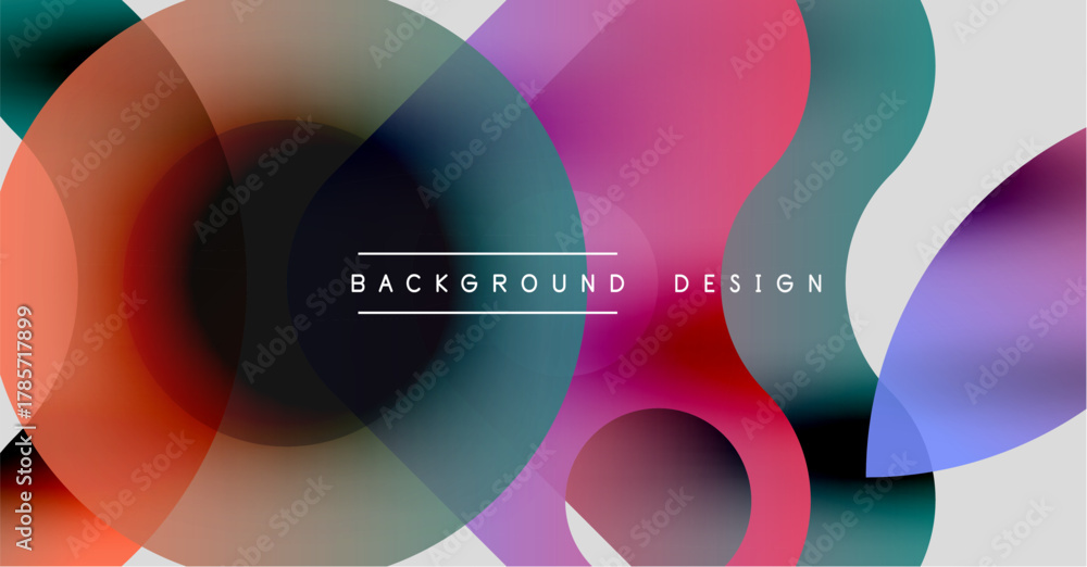 Obraz premium Abstract colorful overlapping circles create dynamic visual texture. Modern design elements suggest fluidity, energy, innovation.