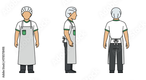 Illustrative representation of a food service worker, showcasing the proper attire essential for handling cheese and milk, adhering to hygiene protocols