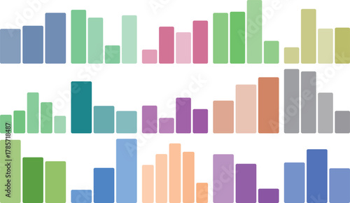 Colorful modern bar charts data visualization graphics statistic analysis