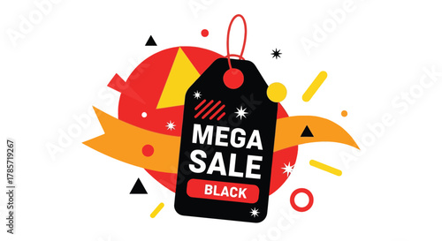 Mega Sale Black Friday tag design, perfect for advertising and promotions