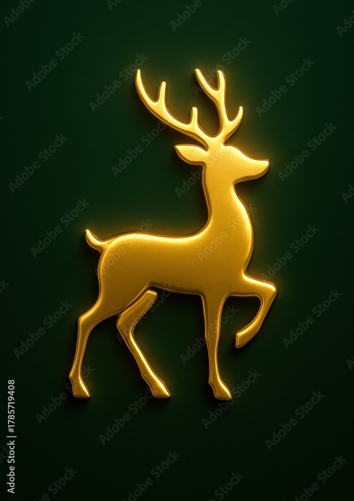 Fototapeta premium Elegant golden deer silhouette wallpaper.