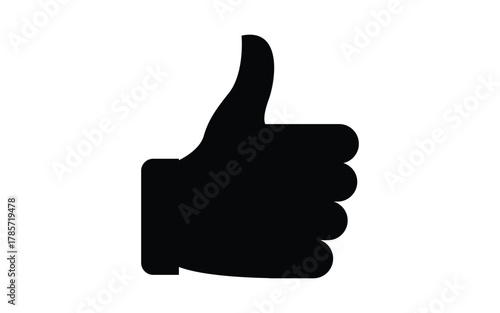 Graphic Black Thumbs Up Icon on White Background