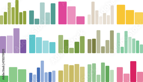 Colorful bar graphs showing data visualization concept on clean white