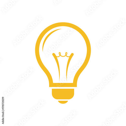 A simple, yellow, outline illustration of a light bulb, symbolizing ideas and innovation.