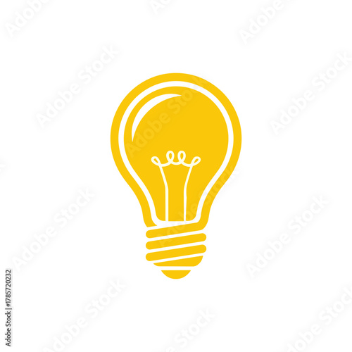 Illustration of a yellow light bulb on a white background, symbolizing an idea.