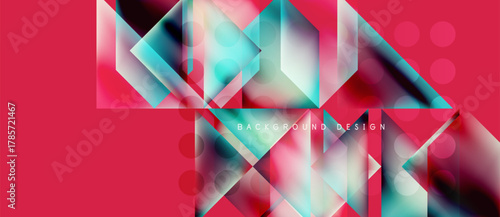 Abstract geometric design. Vibrant pink, turquoise gradients create dynamic composition. Modern background suitable for digital projects.