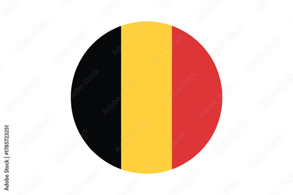 Fototapeta premium Belgium flag in a circle a simple flat vector design isolated on white background