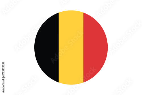 Belgium flag in a circle a simple flat vector design isolated on white background