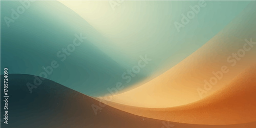Abstract orange vector illustration featuring a desert landscape with sand dunes and a hot summer sun
