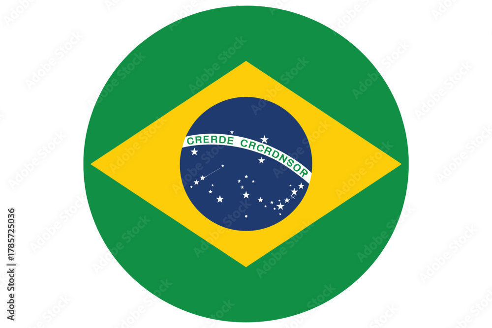 Fototapeta premium Brazil flag icon a simple flat vector design isolated on white background