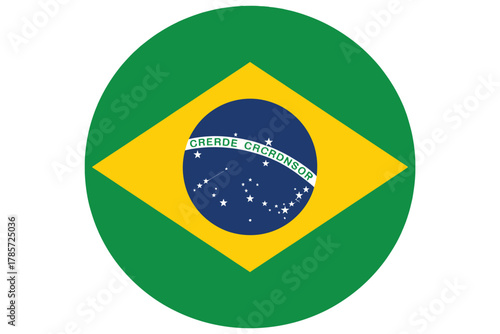Brazil flag icon a simple flat vector design isolated on white background