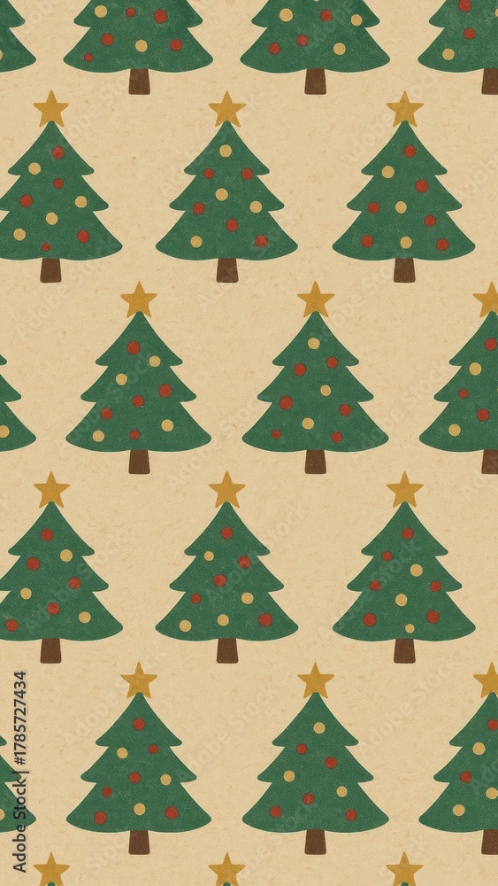 Obraz premium Festive Christmas tree pattern mobile wallpaper