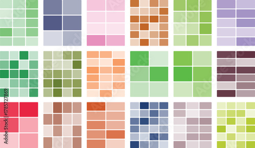 Colorful gradient swatches collection for modern graphic design palettes and art