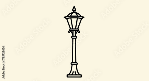 Vintage Street Lamp Post with Hanging Lantern Illustration