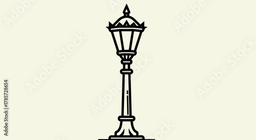 Vintage Street Lamp Post with Hanging Lantern Illustration