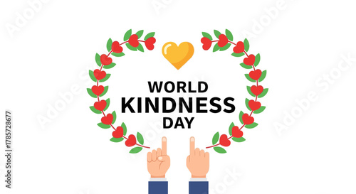 World Kindness Day Celebration Wreath Illustration
