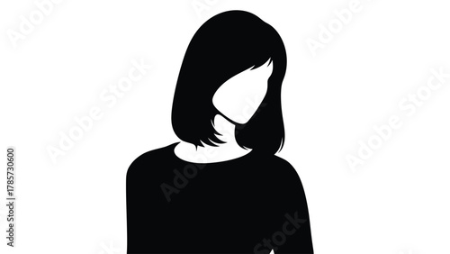 Anonymous Woman Silhouette Vector Illustration with Bob Haircut