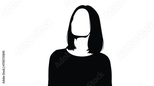 Anonymous Female Avatar Silhouette Vector Illustration with Bob Haircut